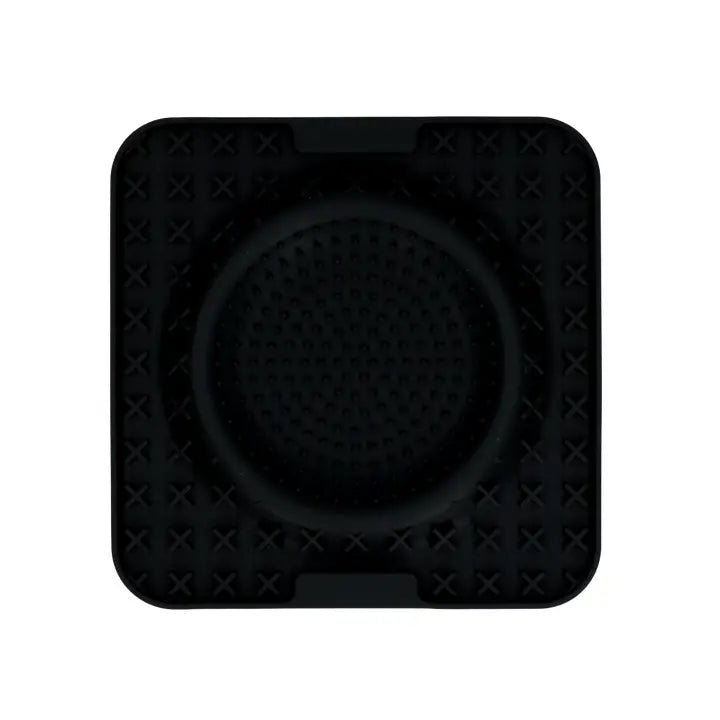 Slikkemåtte - sort med skål